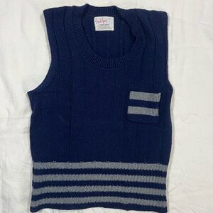 Vintage Break Away by Lamplighter Wool Sweater Vest Navy Striped Size L